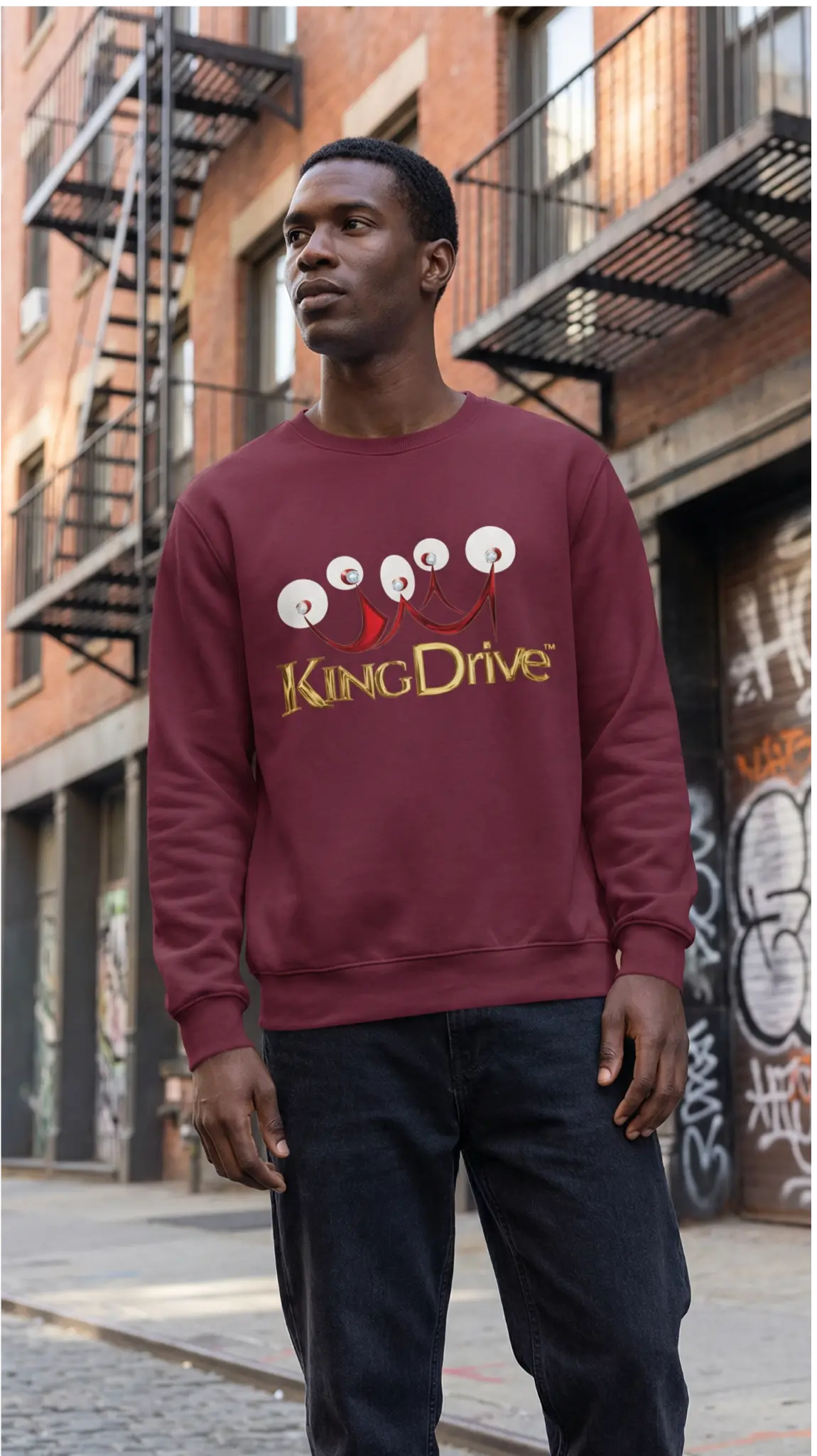 KINGDRIVE™ Burgundy Crewneck Sweatshirt