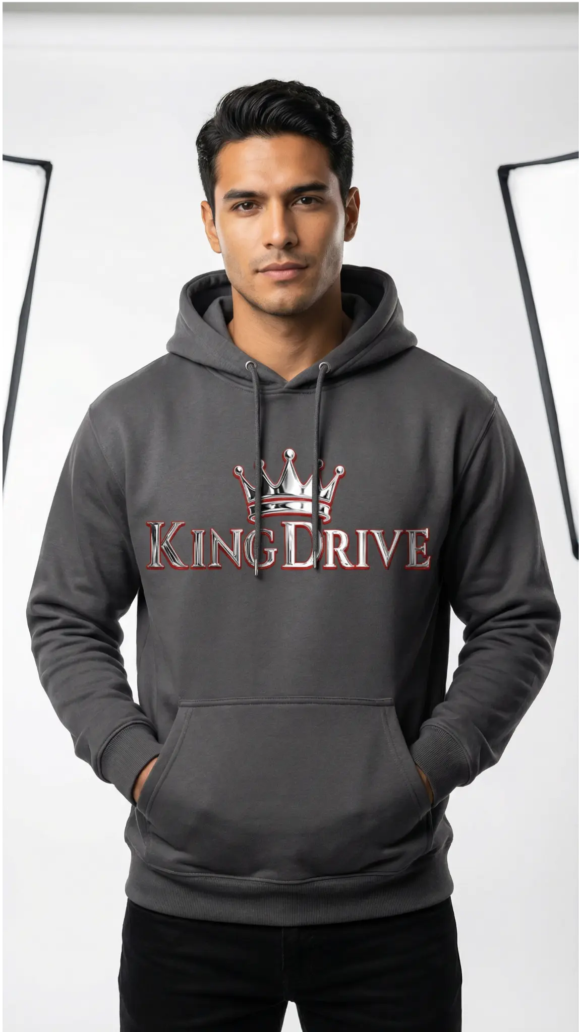 KINGDRIVE™ Charcoal Hoodie (Premium Gloss)