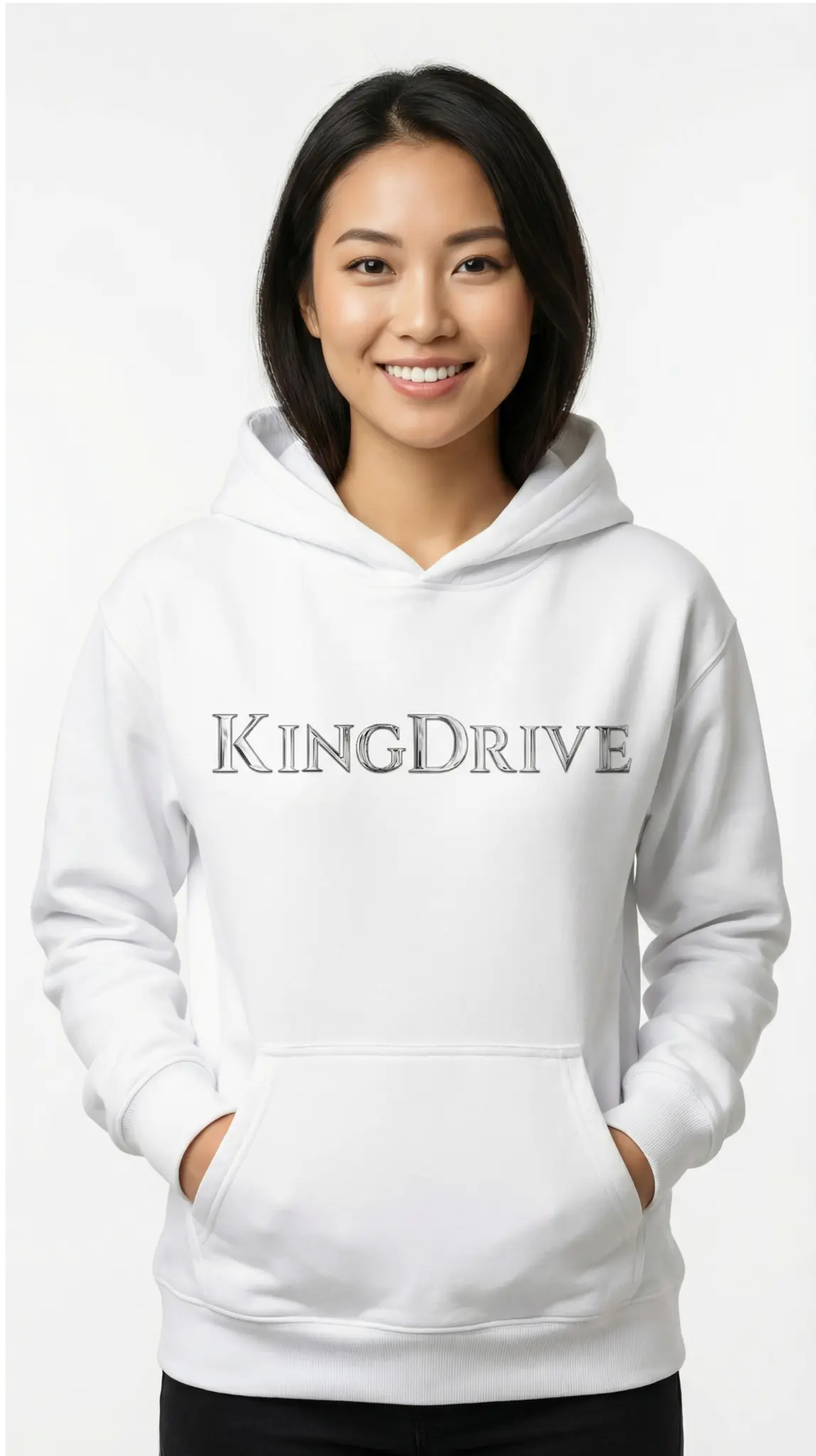 KINGDRIVE™ White Hoodie (Premium Gloss)