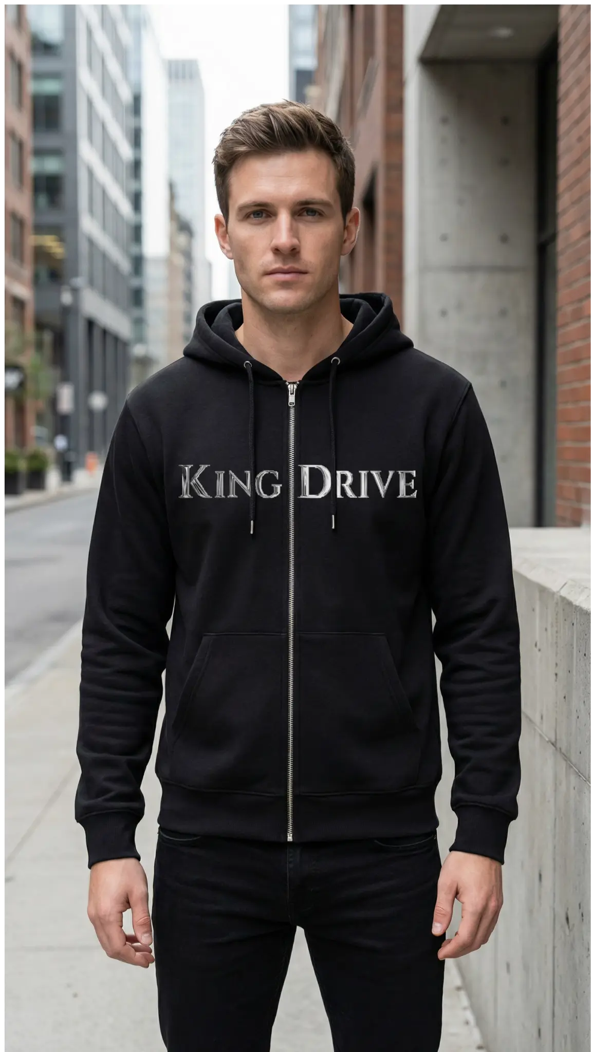 KINGDRIVE™ Black Zip Hoodie